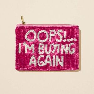 Pink Beaded Pouch with Fun Text